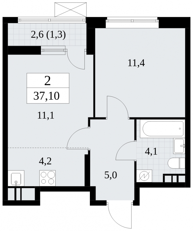 2-комнатная квартира с отделкой в ЖК Событие на 23 этаже в 4 секции. Сдача в 4 кв. 2024 г.