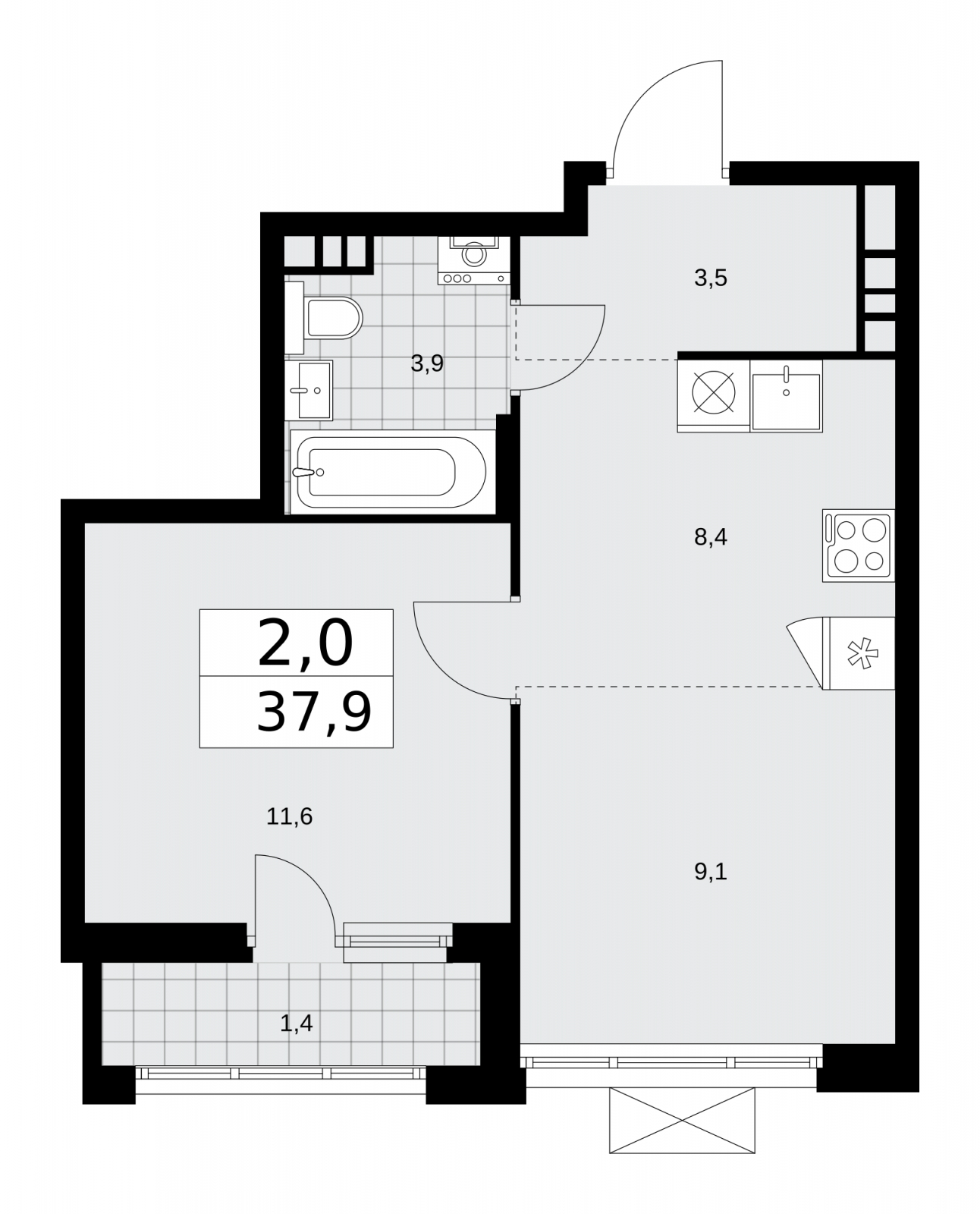 1-комнатная квартира с отделкой в ЖК Событие на 22 этаже в 4 секции. Сдача в 4 кв. 2024 г.