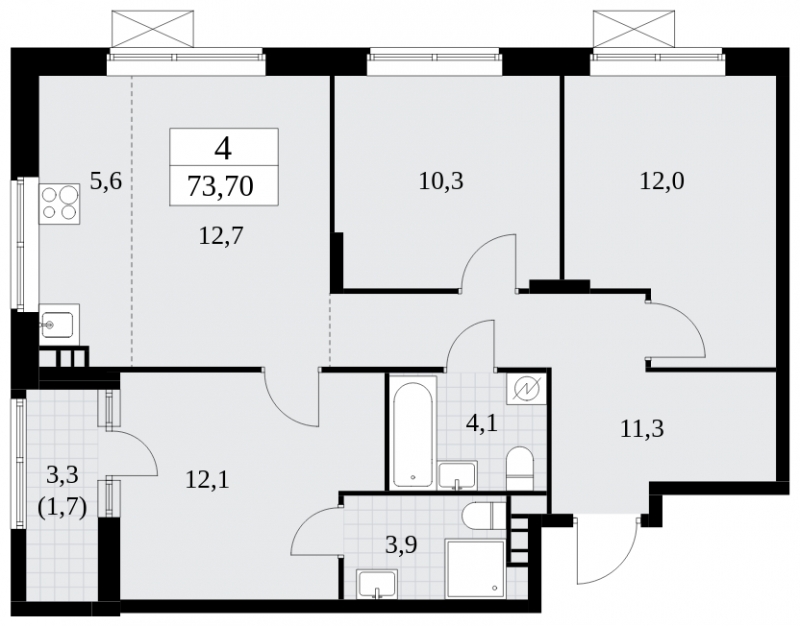 2-комнатная квартира в ЖК Событие на 32 этаже в 1 секции. Сдача в 3 кв. 2025 г.