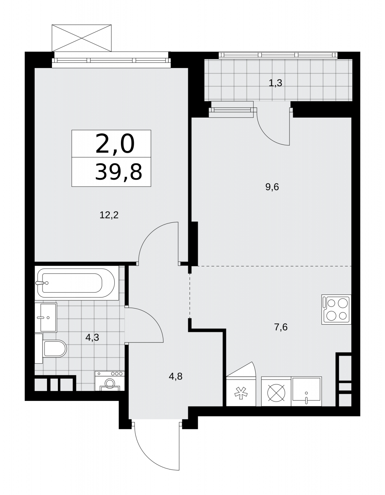 1-комнатная квартира в ЖК Событие на 26 этаже в 1 секции. Сдача в 1 кв. 2025 г.