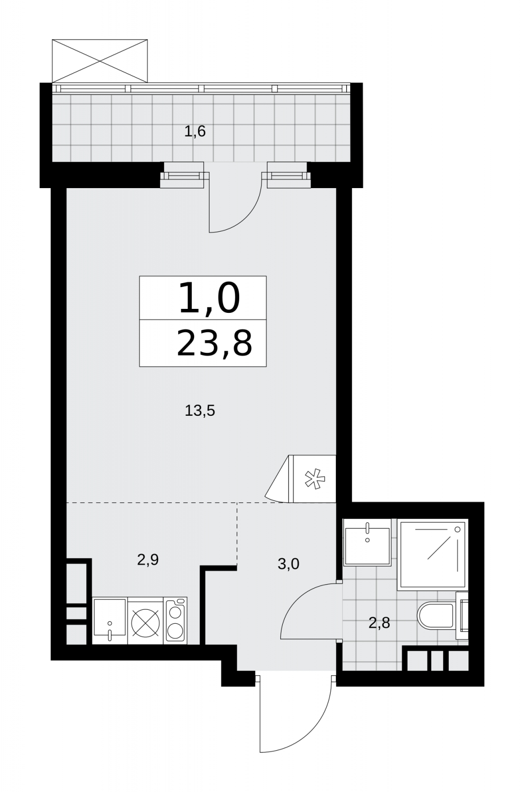1-комнатная квартира в ЖК Событие на 7 этаже в 1 секции. Сдача в 3 кв. 2025 г.