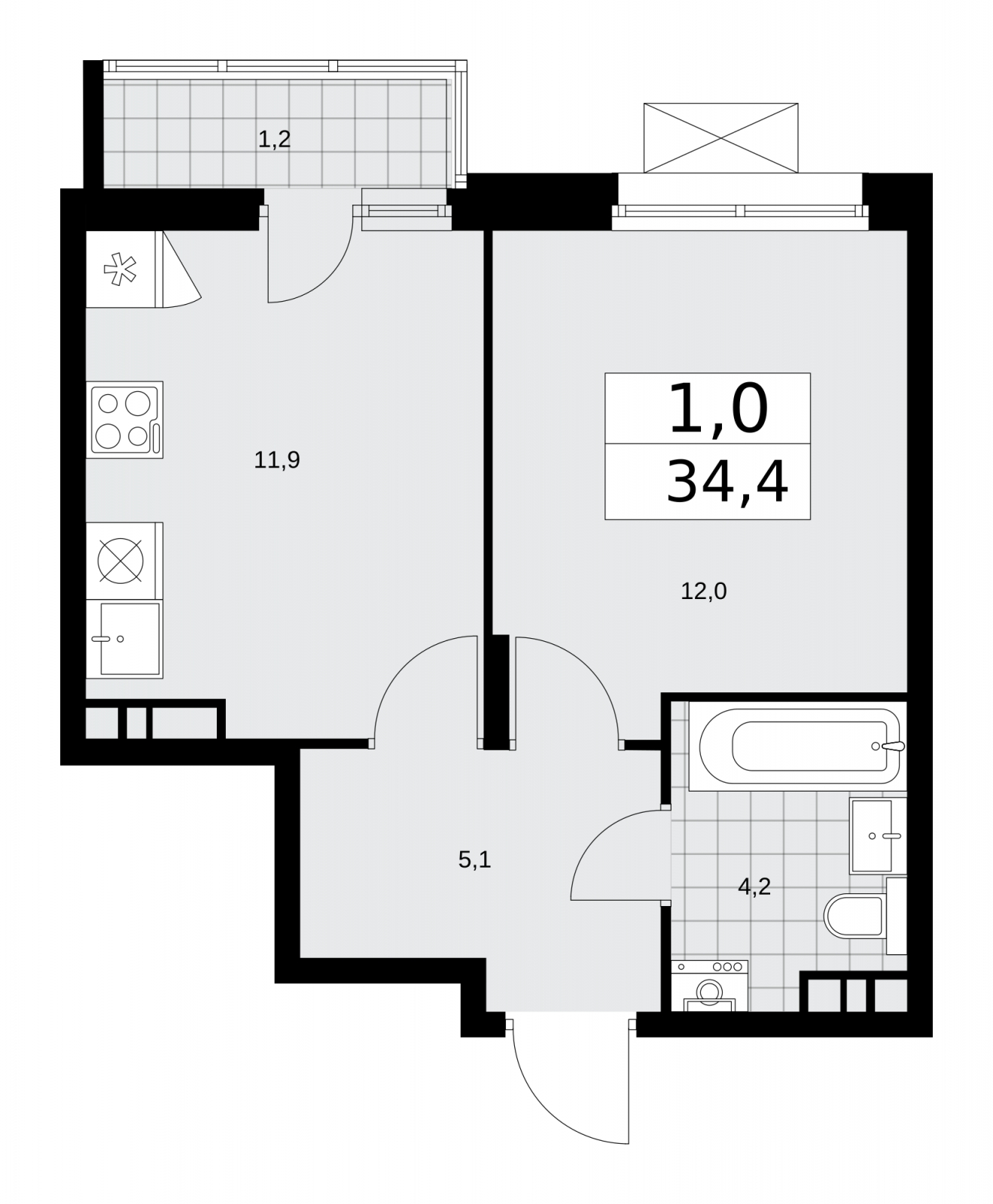 1-комнатная квартира в ЖК Событие на 2 этаже в 1 секции. Сдача в 1 кв. 2025 г.