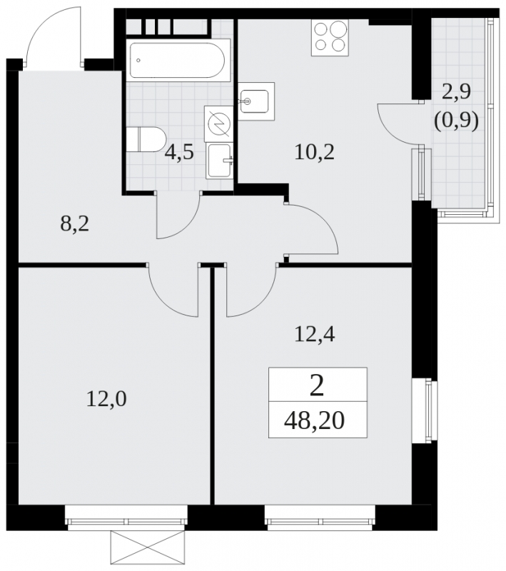 2-комнатная квартира с отделкой в ЖК Событие на 14 этаже в 4 секции. Сдача в 4 кв. 2024 г.