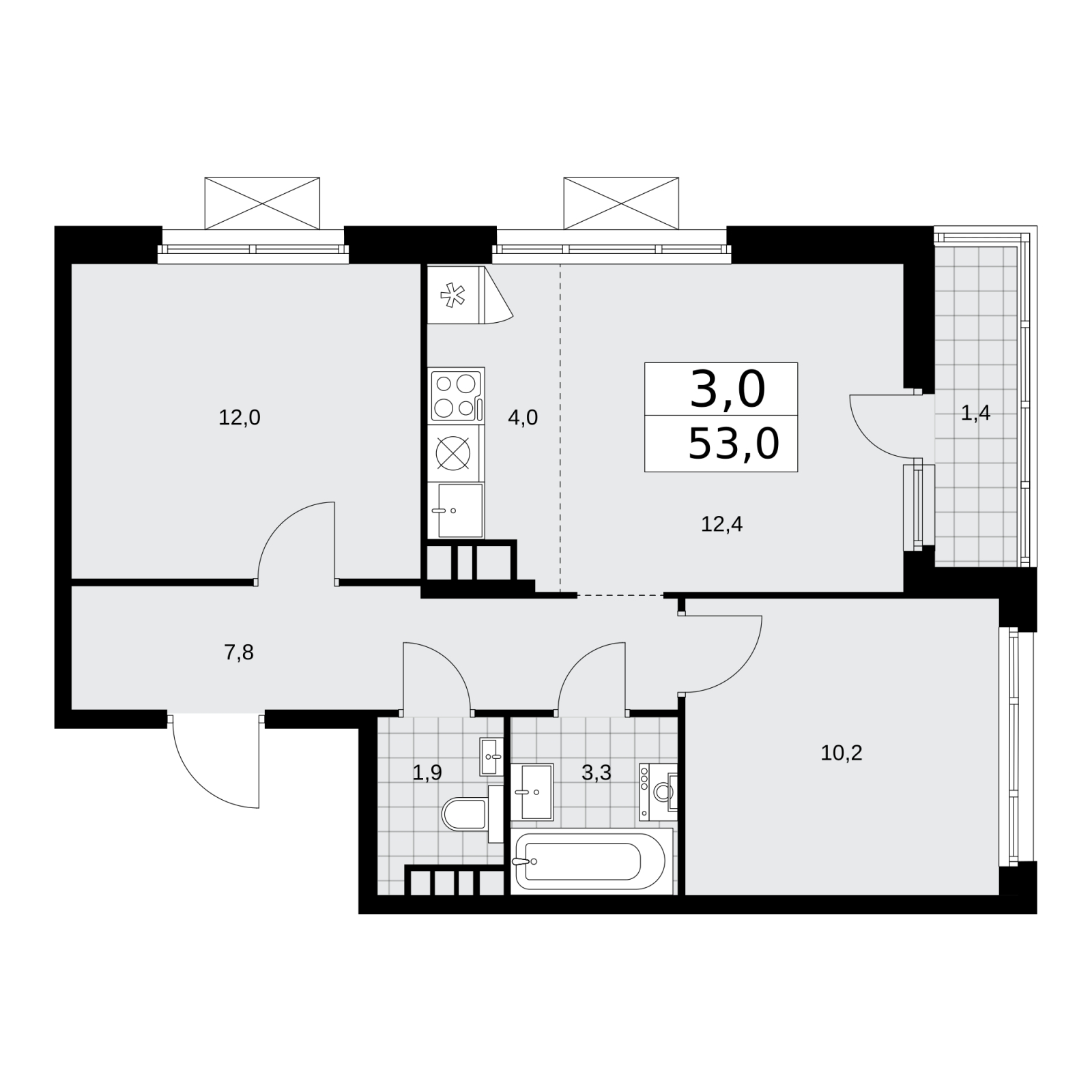 4-комнатная квартира в ЖК Событие на 47 этаже в 1 секции. Сдача в 3 кв. 2025 г.