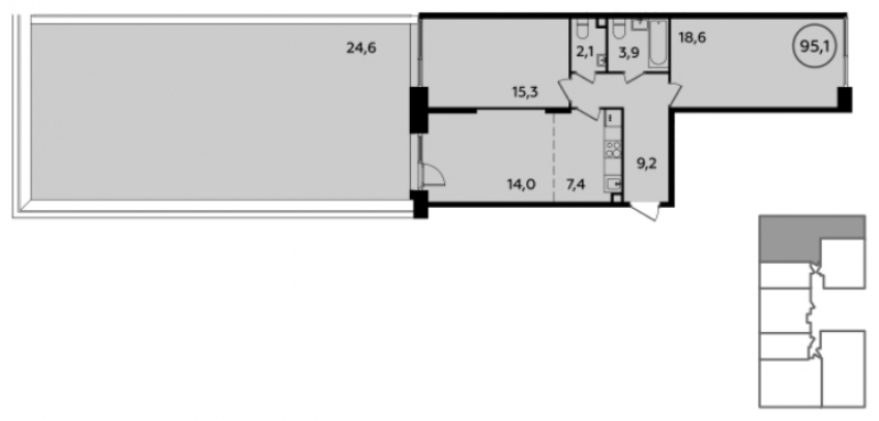2-комнатная квартира в ЖК Событие на 22 этаже в 2 секции. Сдача в 1 кв. 2025 г.