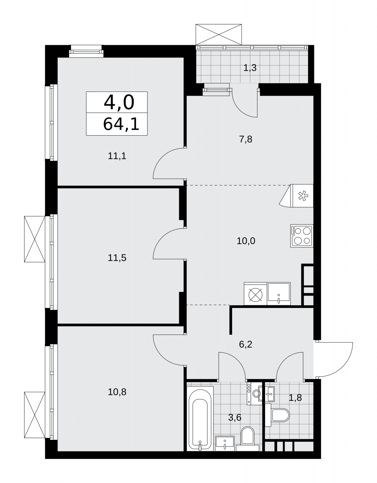 1-комнатная квартира (Студия) в ЖК Событие на 23 этаже в 3 секции. Сдача в 4 кв. 2024 г.