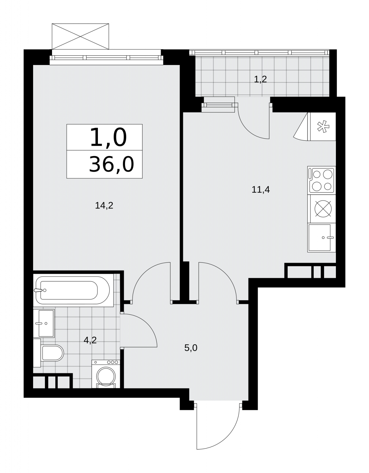 1-комнатная квартира с отделкой в ЖК HILL8 на 13 этаже в 1 секции. Сдача в 2 кв. 2020 г.