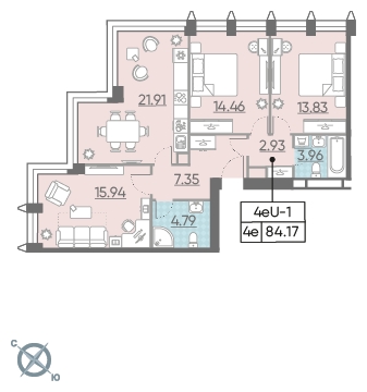 4-комнатная квартира с отделкой в ЖК ЗИЛАРТ на 3 этаже в 1 секции. Сдача в 4 кв. 2023 г.