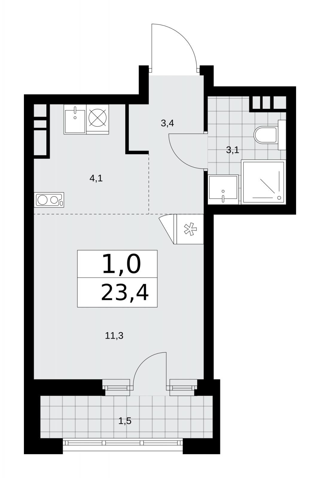 4-комнатная квартира в ЖК Событие на 46 этаже в 1 секции. Сдача в 3 кв. 2025 г.