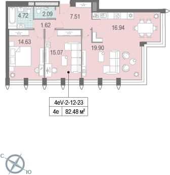 2-комнатная квартира с отделкой в ЖК Восточное Бутово на 19 этаже в 1 секции. Сдача в 2 кв. 2019 г.