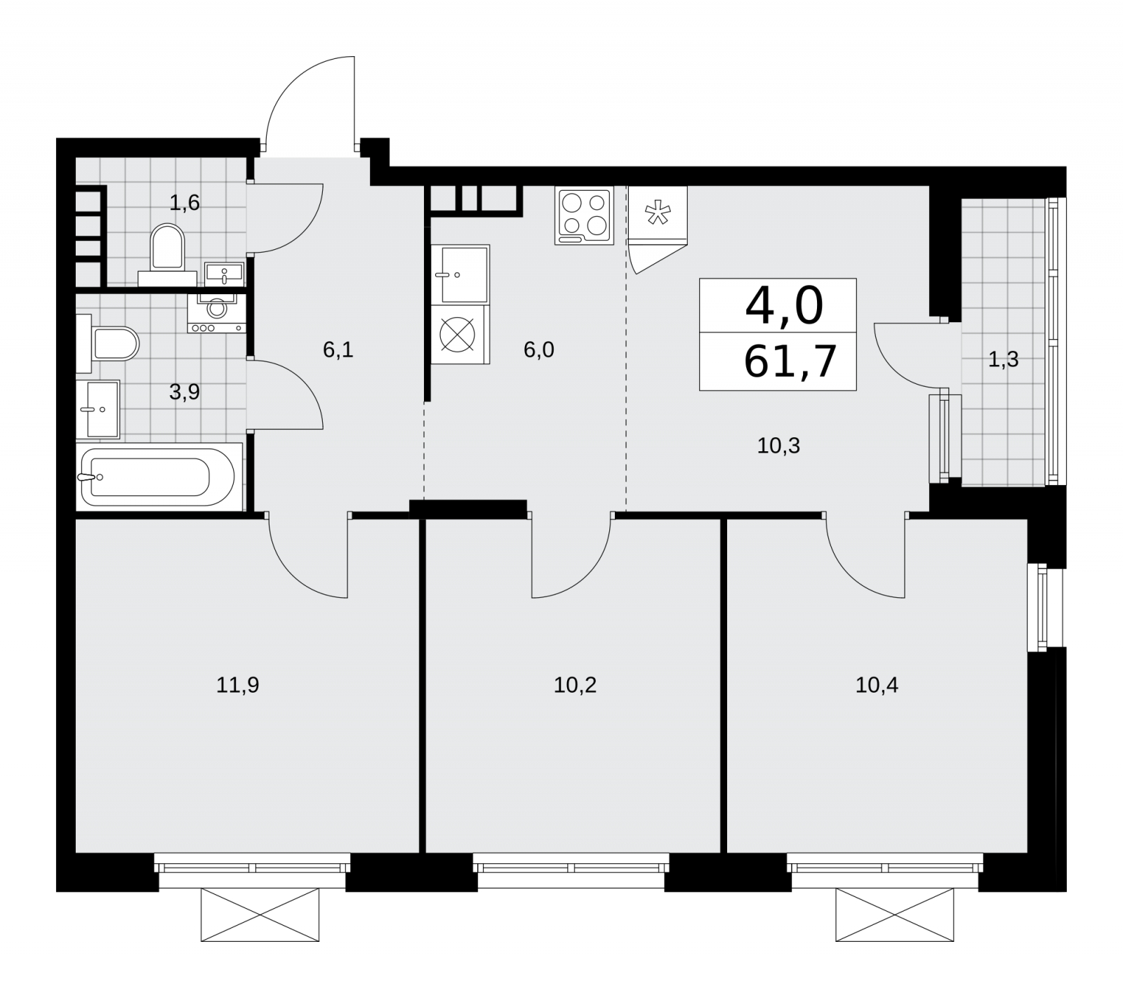 1-комнатная квартира в ЖК Событие на 9 этаже в 1 секции. Сдача в 3 кв. 2025 г.