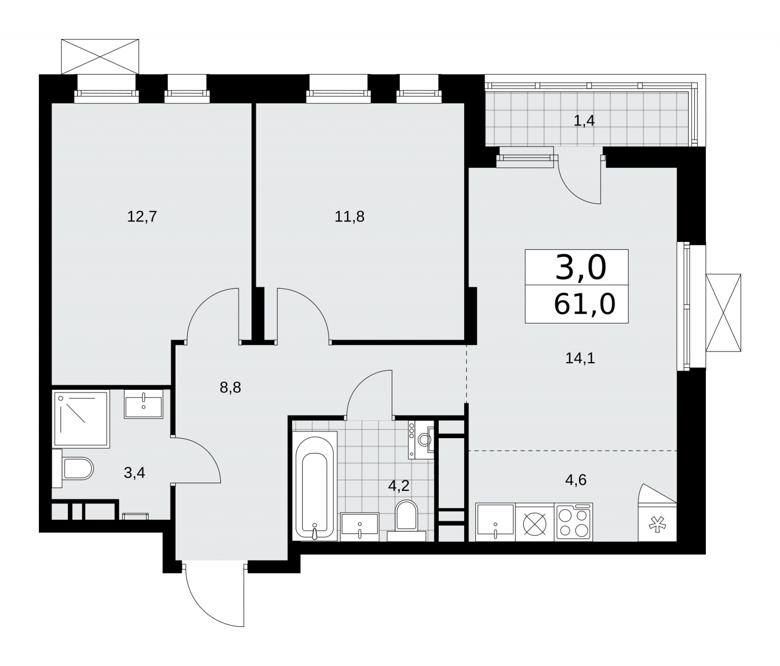 2-комнатная квартира с отделкой в ЖК Grona Lund на 6 этаже в 1 секции. Дом сдан.