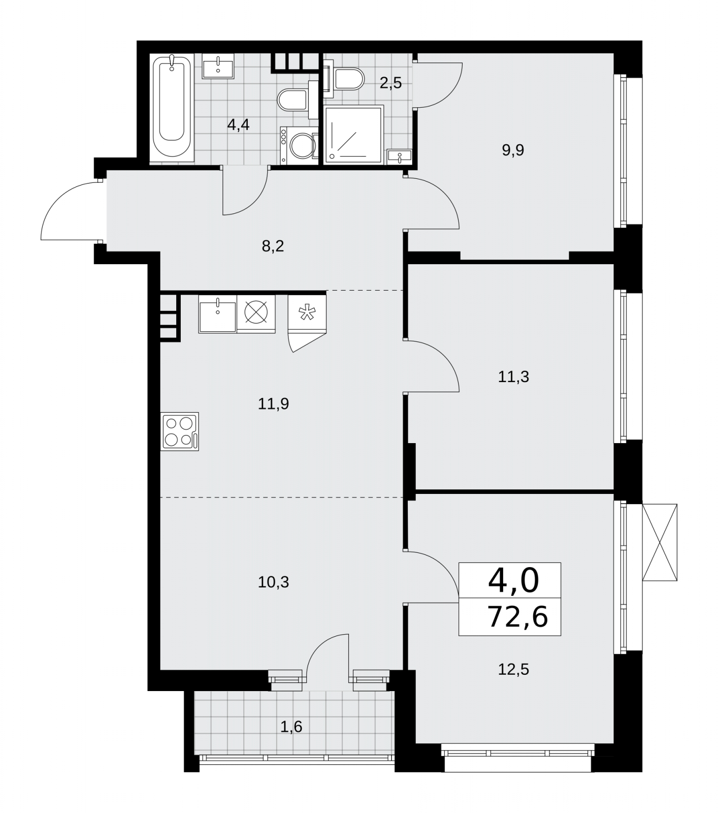 1-комнатная квартира с отделкой в ЖК Grona Lund на 5 этаже в 1 секции. Дом сдан.
