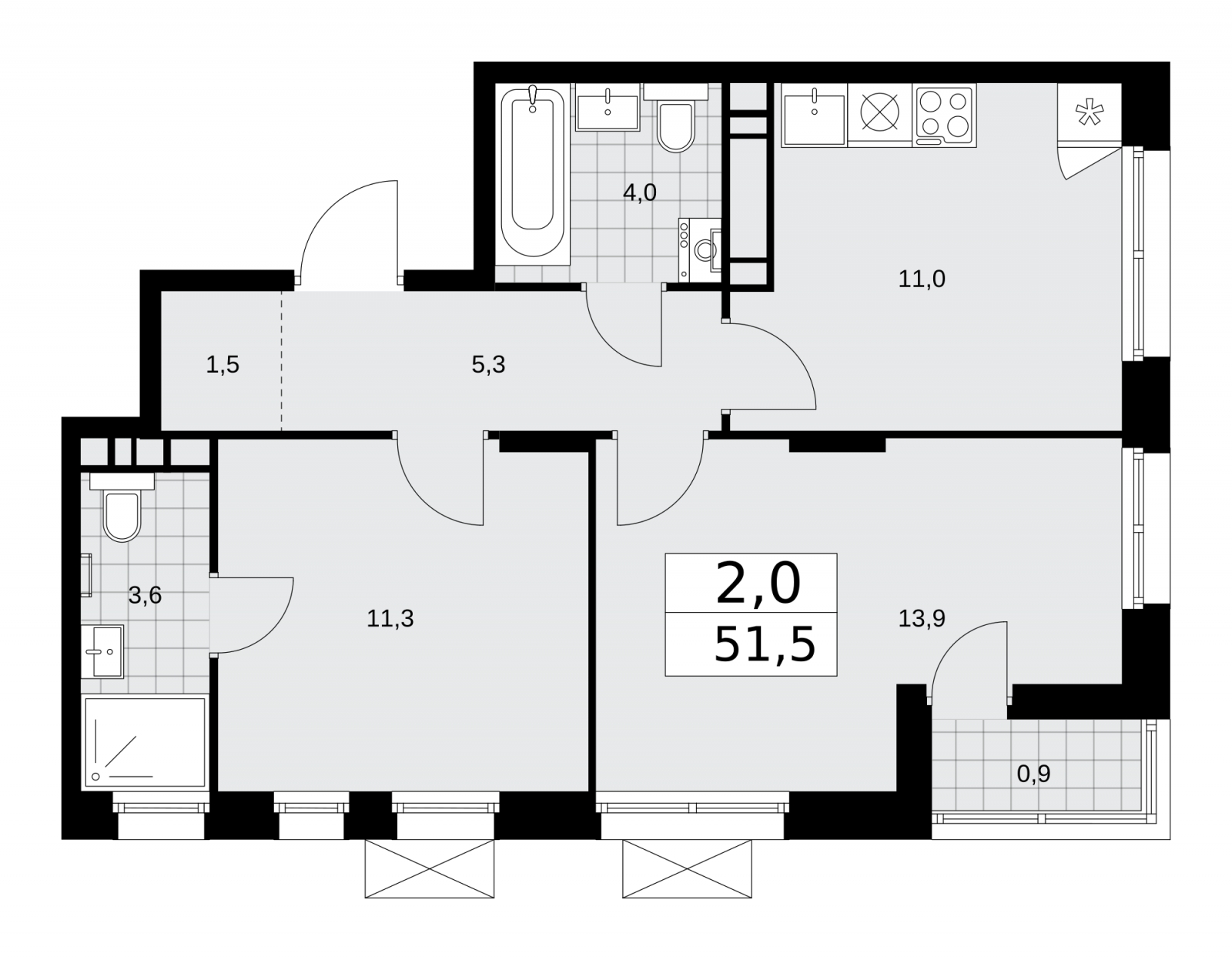 1-комнатная квартира в ЖК Событие на 35 этаже в 1 секции. Сдача в 3 кв. 2025 г.