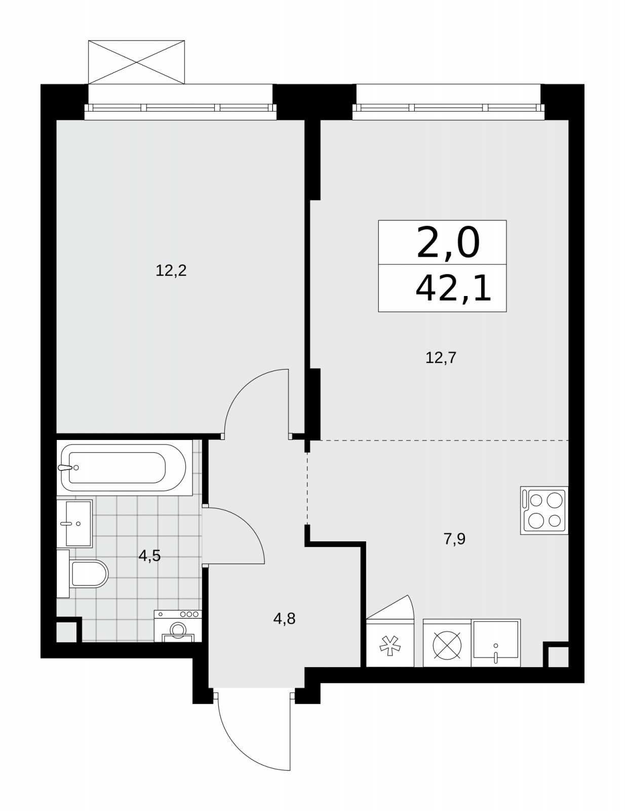 4-комнатная квартира в ЖК РЕКА на 10 этаже в 4 секции. Сдача в 2 кв. 2024 г.