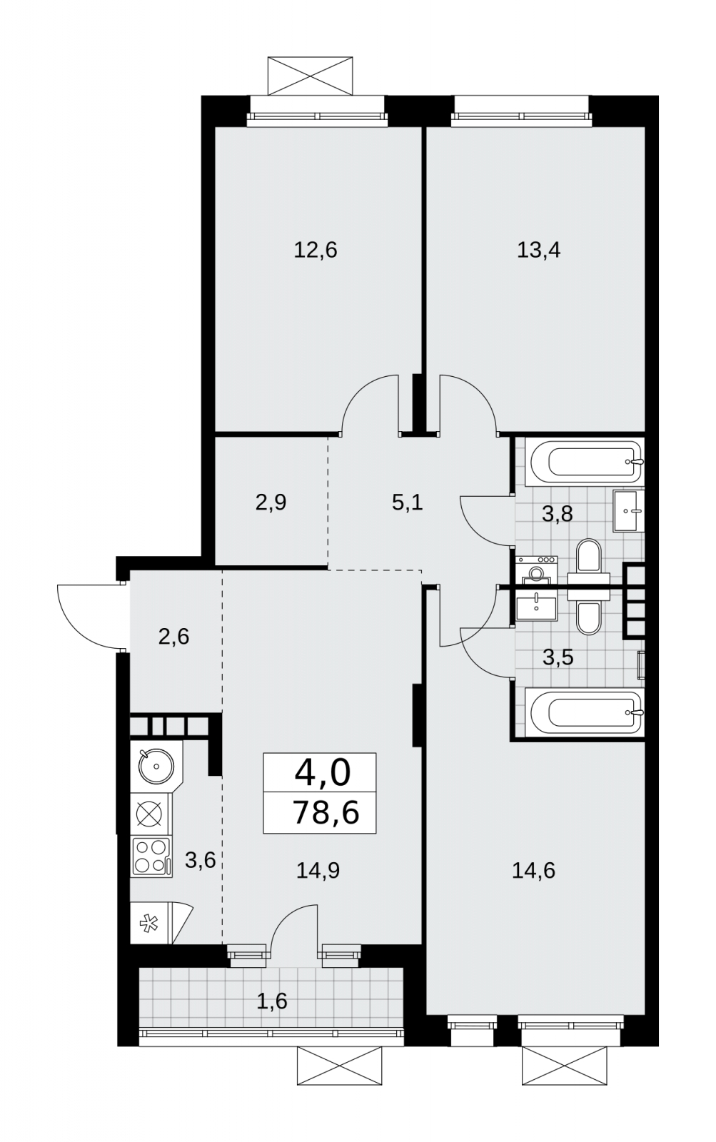 2-комнатная квартира с отделкой в ЖК РЕКА на 2 этаже в 2 секции. Сдача в 2 кв. 2024 г.