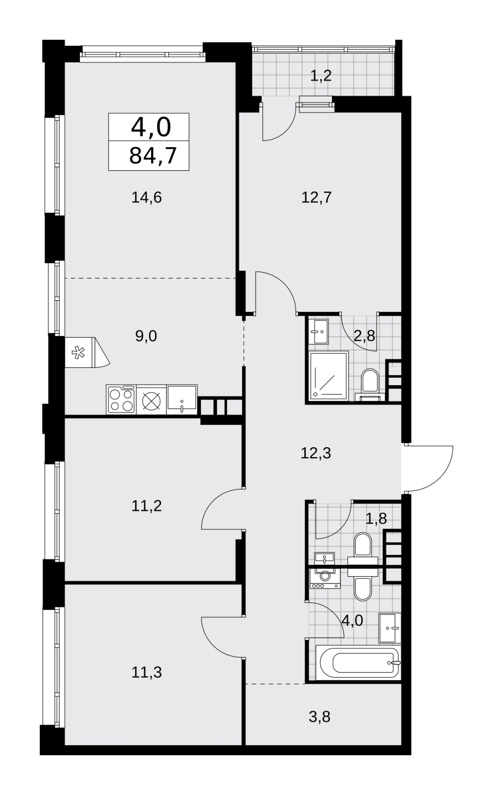 1-комнатная квартира с отделкой в ЖК Движение.Тушино на 15 этаже в 1 секции. Сдача в 2 кв. 2022 г.