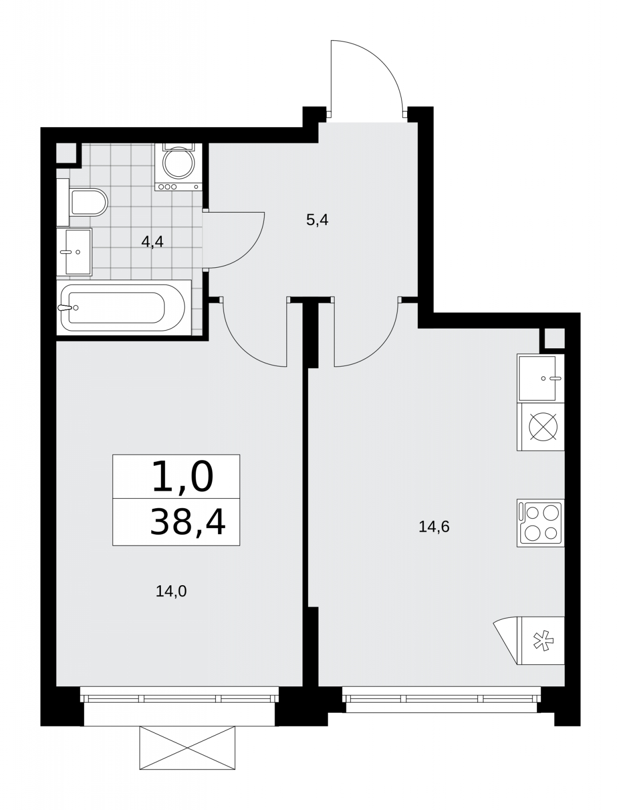 5-комнатная квартира в ЖК РЕКА на 12 этаже в 4 секции. Сдача в 2 кв. 2024 г.