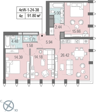 1-комнатная квартира (Студия) с отделкой в ЖК Восточное Бутово на 21 этаже в 1 секции. Сдача в 2 кв. 2019 г.