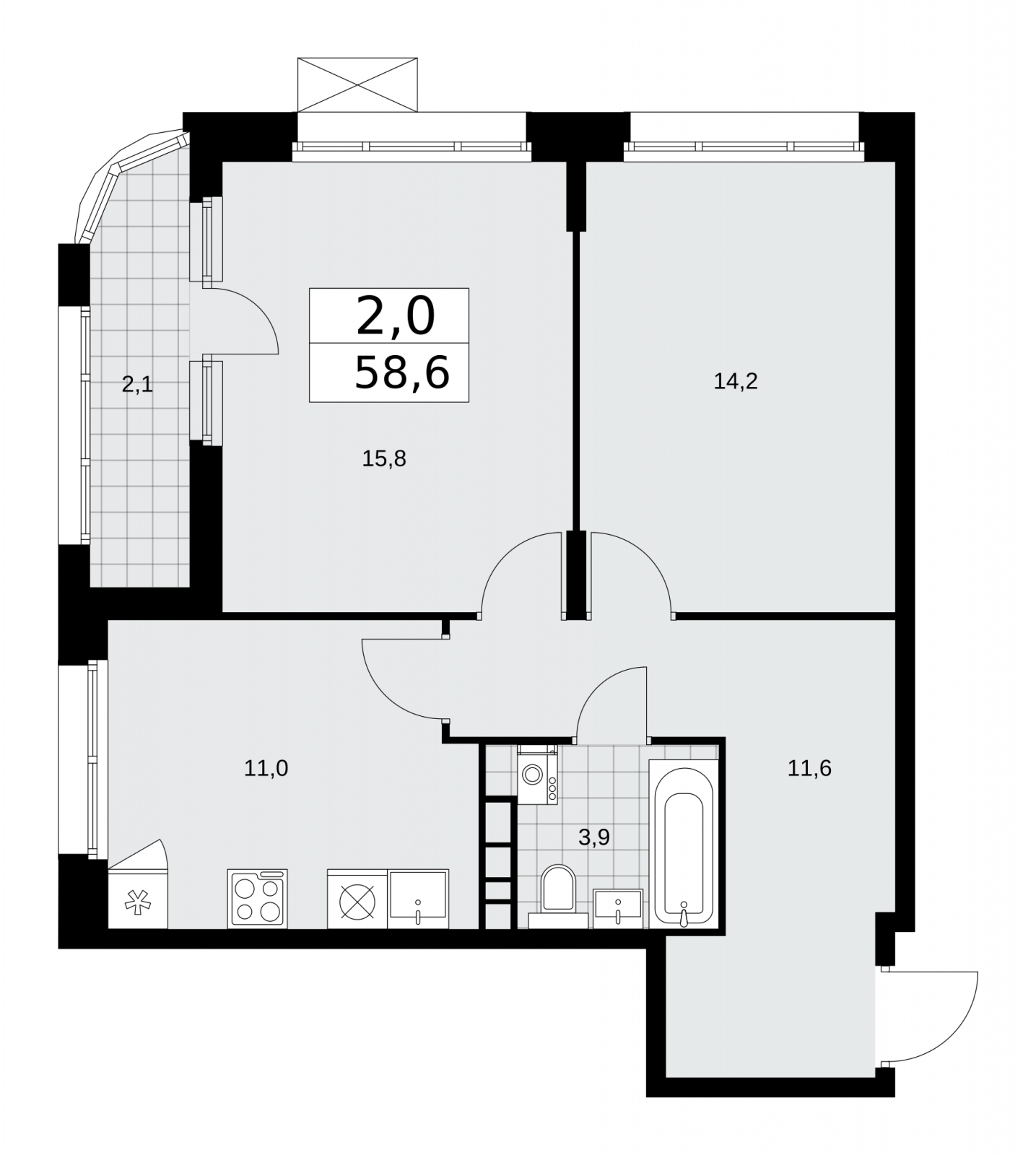 4-комнатная квартира с отделкой в ЖК РЕКА на 3 этаже в 2 секции. Сдача в 2 кв. 2024 г.