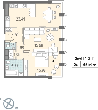2-комнатная квартира с отделкой в ЖК Восточное Бутово на 3 этаже в 2 секции. Сдача в 2 кв. 2019 г.