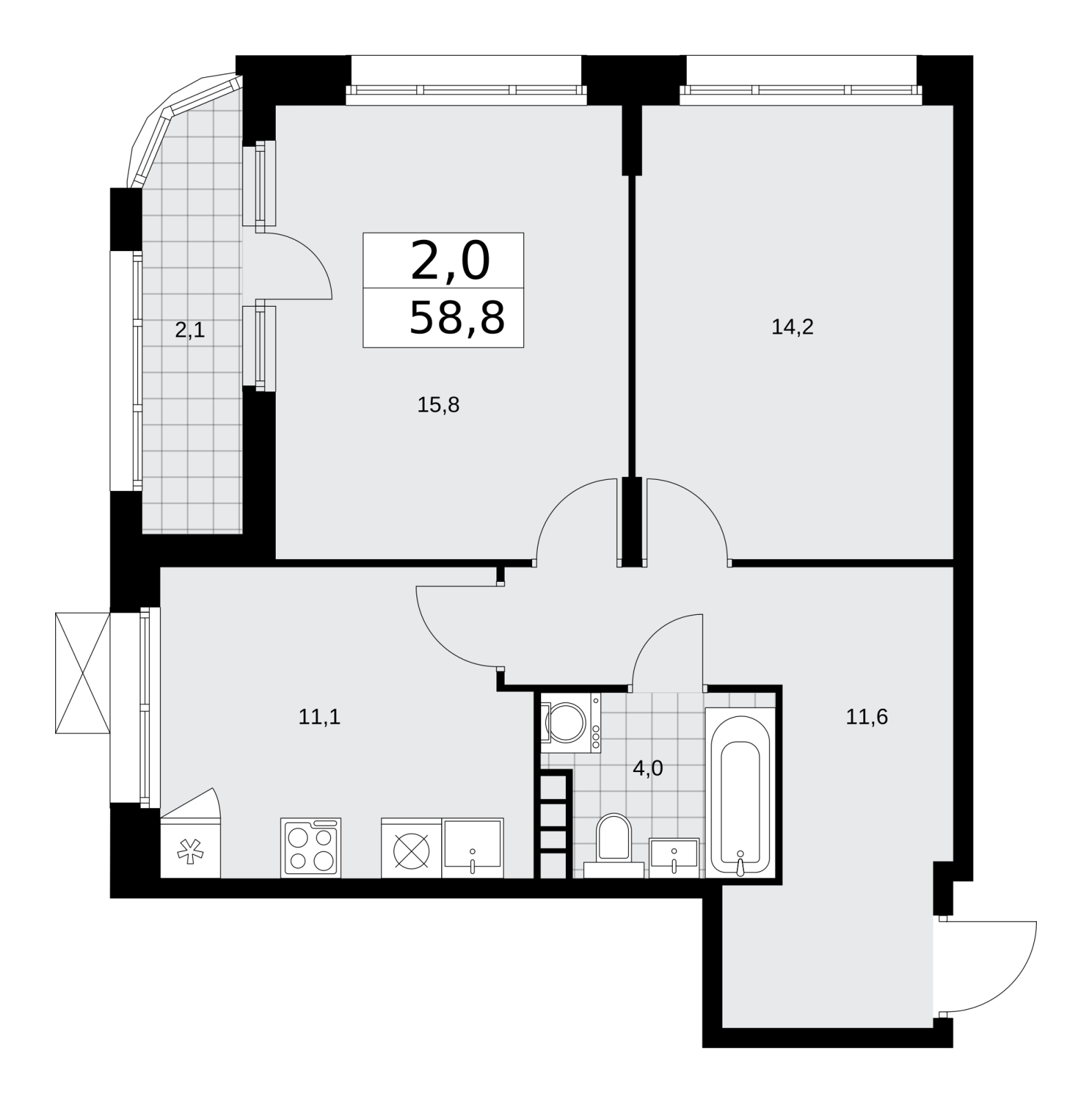 3-комнатная квартира в ЖК Большая семерка на 2 этаже в 1 секции. Сдача в 3 кв. 2022 г.