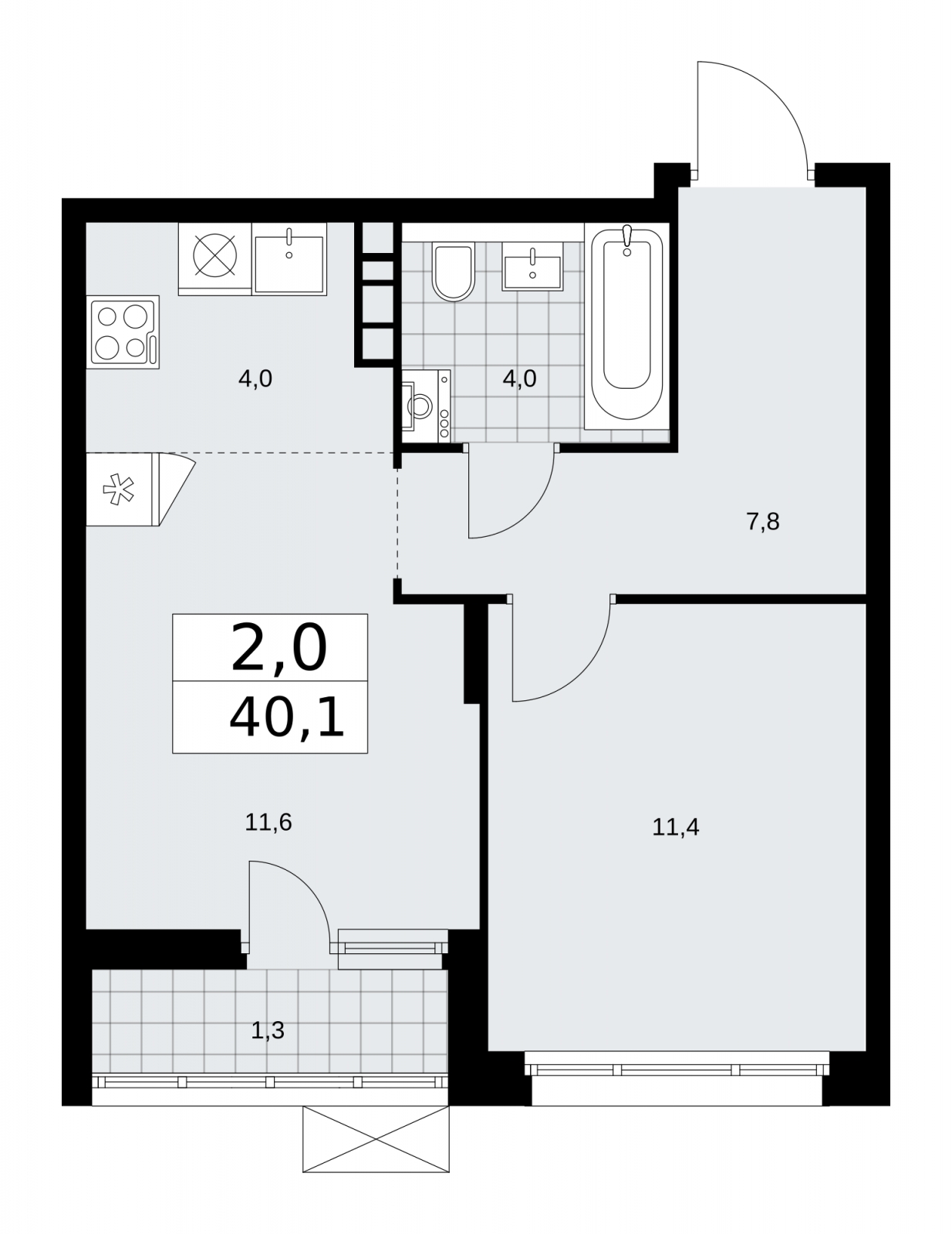3-комнатная квартира в ЖК Большая семерка на 11 этаже в 1 секции. Сдача в 3 кв. 2022 г.