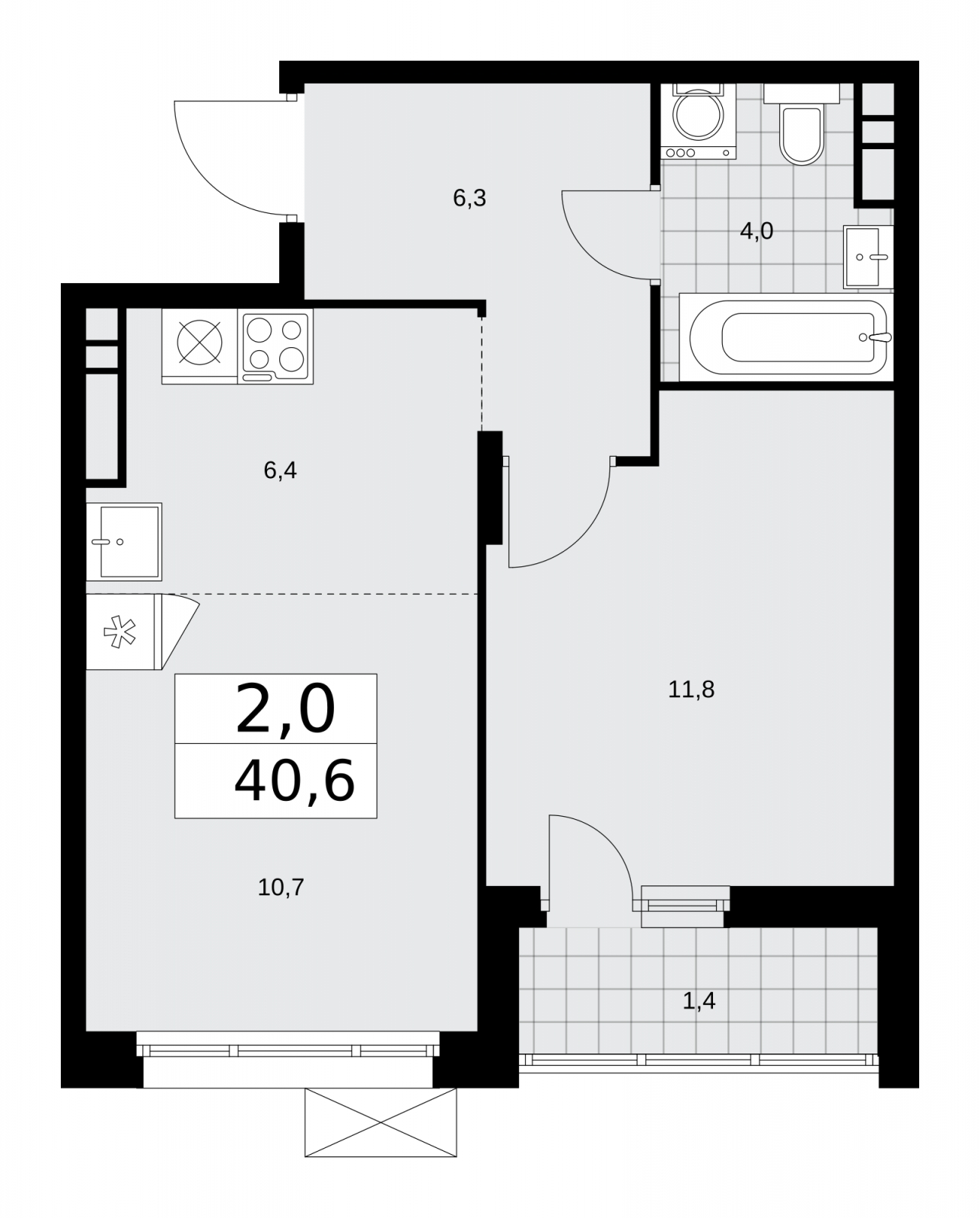 1-комнатная квартира в ЖК Движение.Тушино на 2 этаже в 1 секции. Сдача в 2 кв. 2022 г.