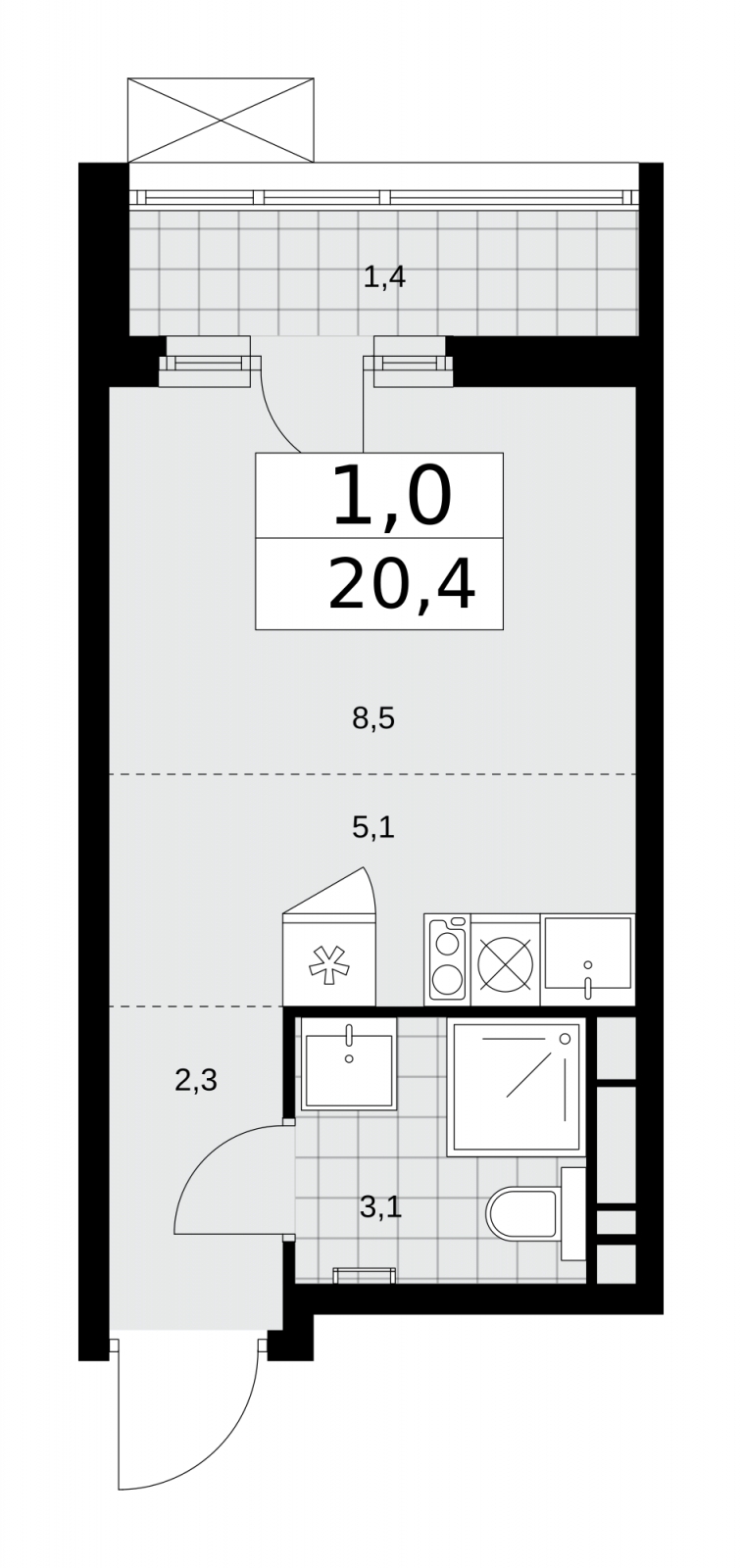 1-комнатная квартира с отделкой в ЖК Движение.Тушино на 2 этаже в 2 секции. Сдача в 2 кв. 2022 г.