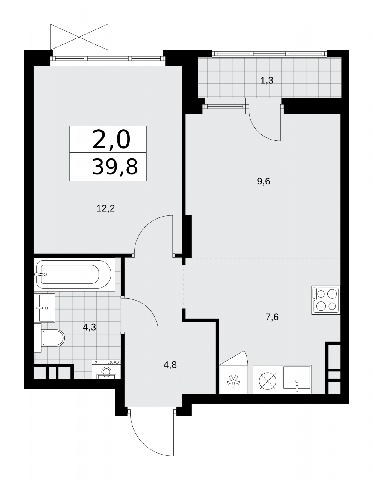 1-комнатная квартира в ЖК Движение.Тушино на 4 этаже в 1 секции. Сдача в 4 кв. 2021 г.