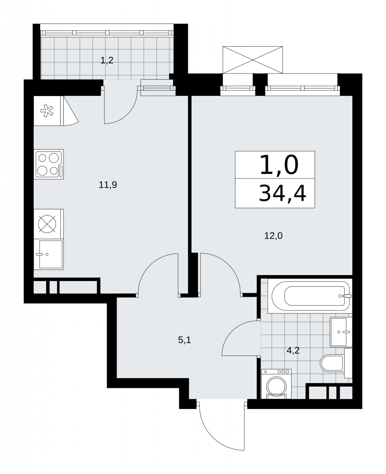 3-комнатная квартира в ЖК Большая семерка на 16 этаже в 1 секции. Сдача в 3 кв. 2022 г.