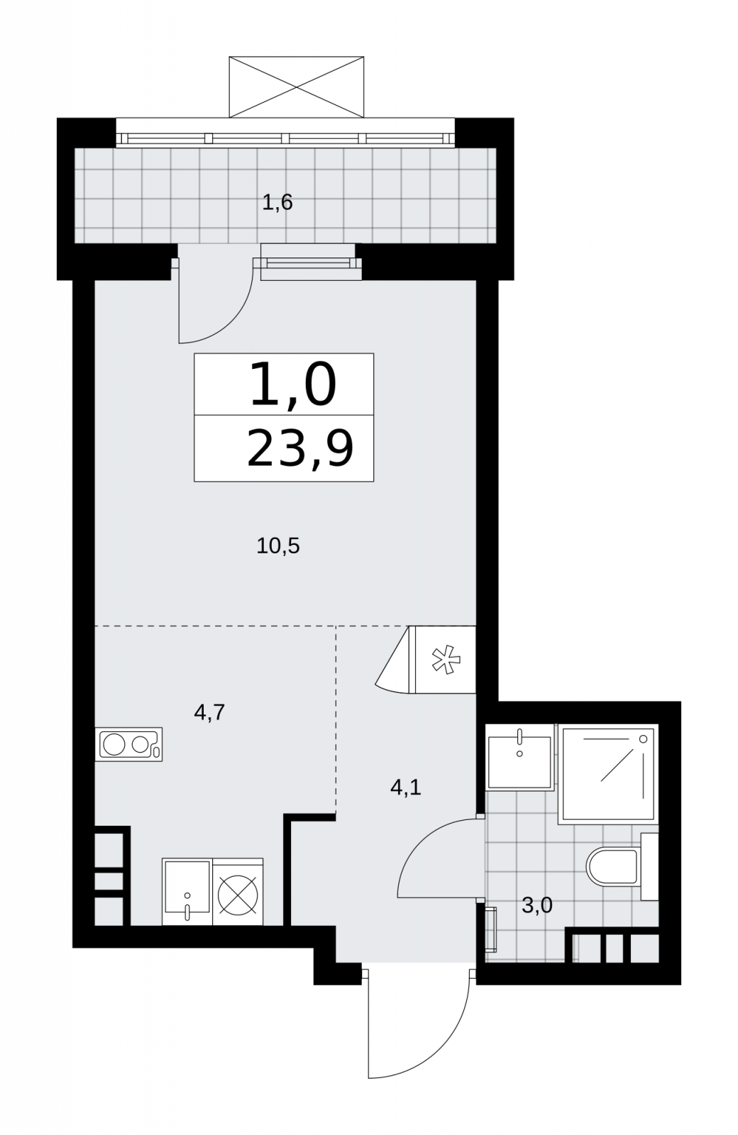 1-комнатная квартира (Студия) с отделкой в ЖК Цветочные Поляны на 3 этаже в 6 секции. Сдача в 1 кв. 2025 г.