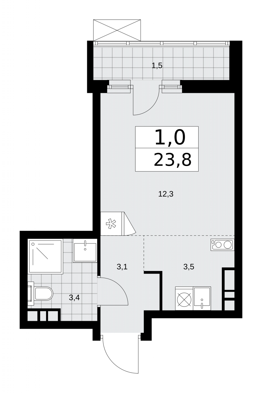 3-комнатная квартира в ЖК Большая семерка на 8 этаже в 1 секции. Сдача в 3 кв. 2022 г.