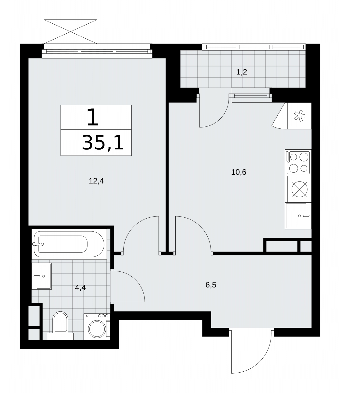 2-комнатная квартира в ЖК Большая семерка на 14 этаже в 1 секции. Сдача в 3 кв. 2022 г.