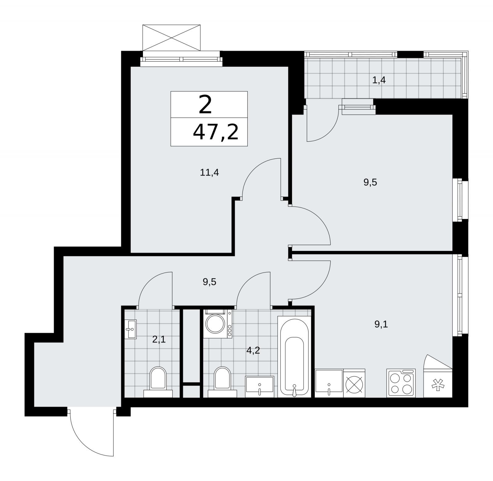 3-комнатная квартира в ЖК Большая семерка на 4 этаже в 1 секции. Сдача в 3 кв. 2022 г.