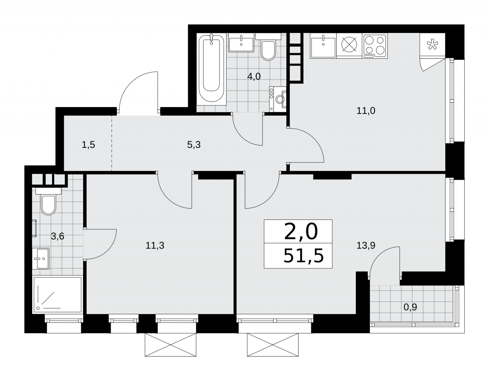 1-комнатная квартира с отделкой в ЖК Цветочные Поляны на 4 этаже в 4 секции. Сдача в 1 кв. 2025 г.