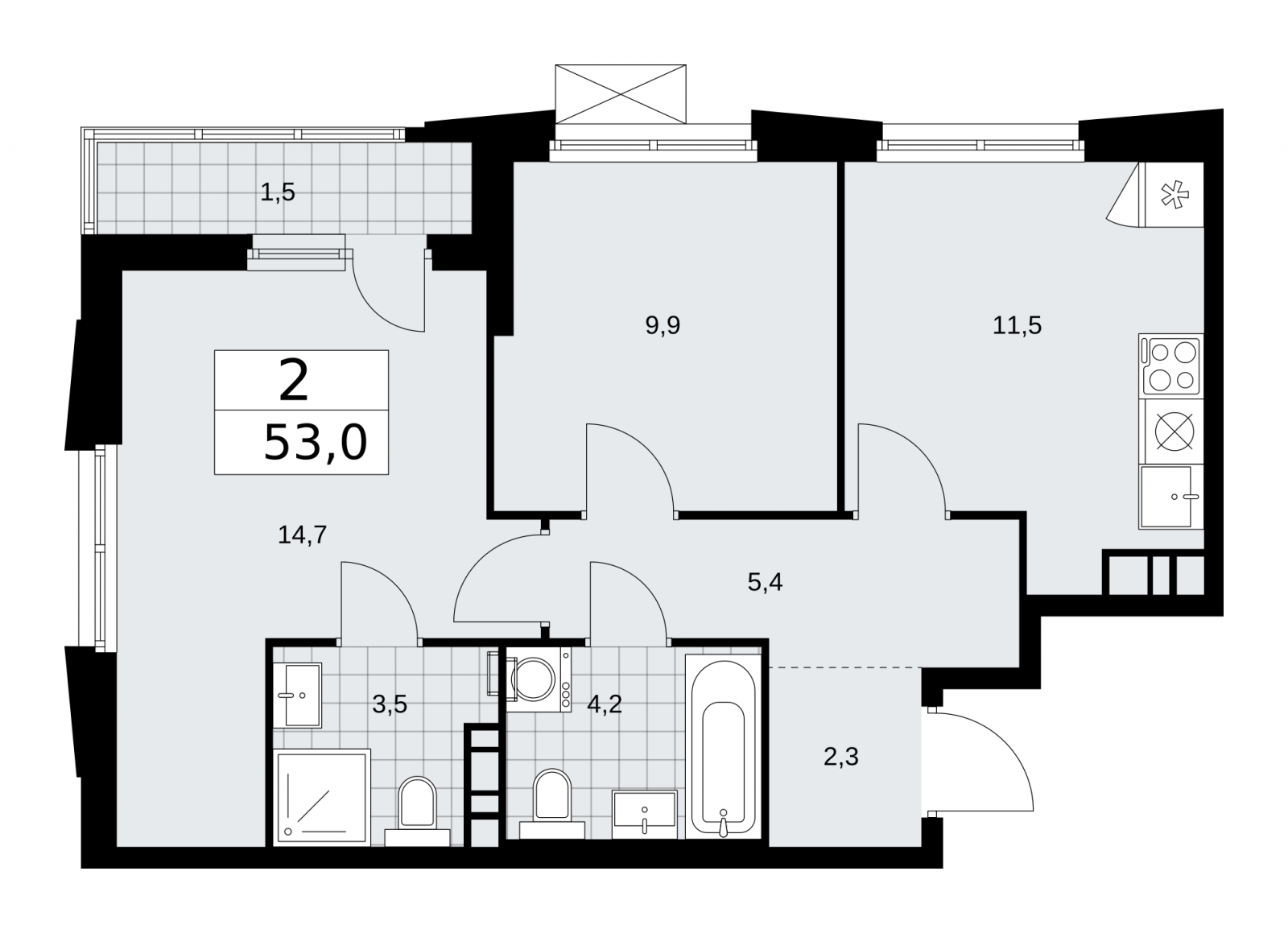 1-комнатная квартира с отделкой в ЖК Цветочные Поляны на 5 этаже в 3 секции. Сдача в 3 кв. 2024 г.