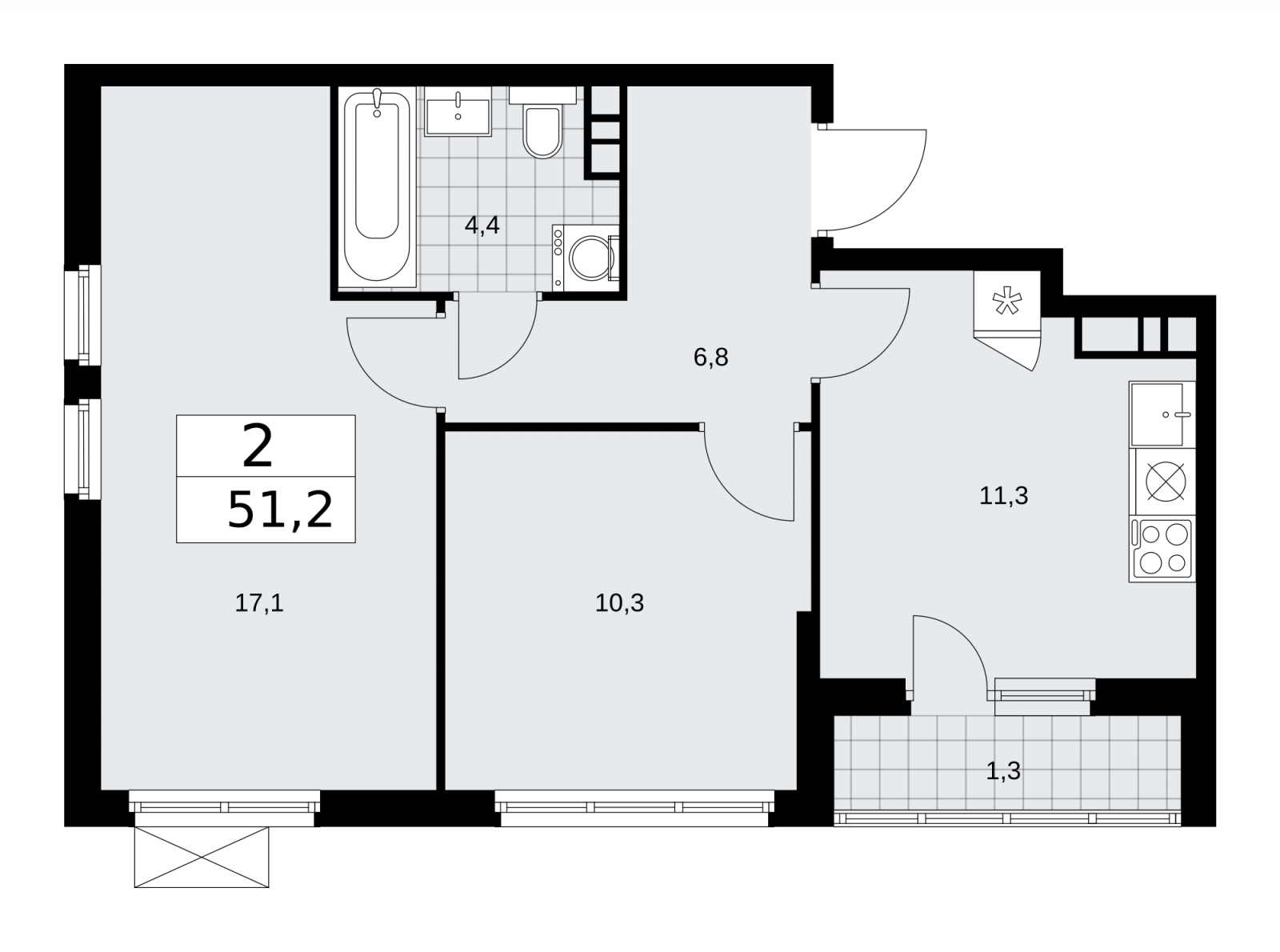 1-комнатная квартира (Студия) с отделкой в ЖК Цветочные Поляны на 8 этаже в 4 секции. Сдача в 3 кв. 2024 г.
