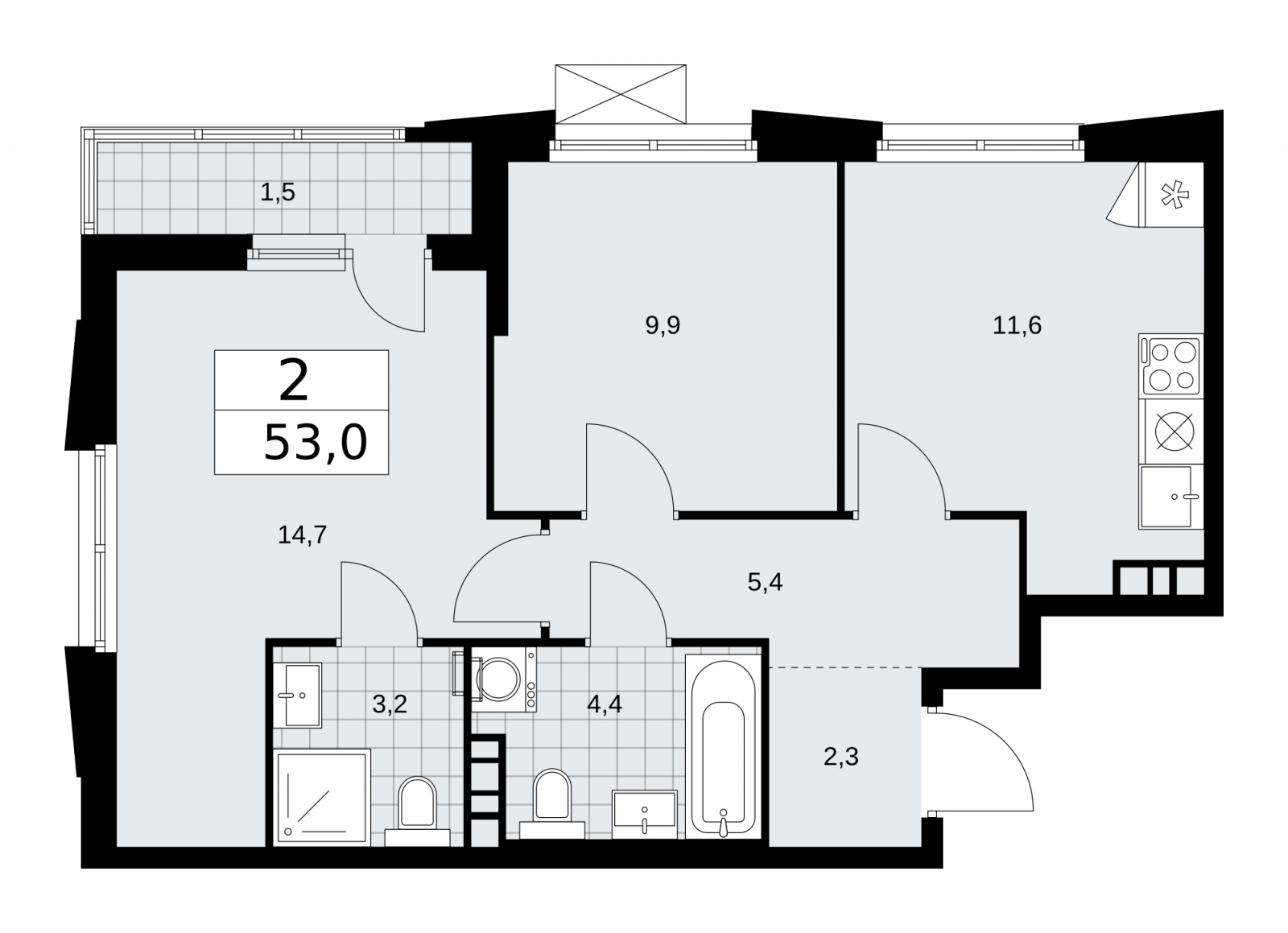 1-комнатная квартира с отделкой в ЖК Цветочные Поляны на 9 этаже в 3 секции. Сдача в 3 кв. 2024 г.