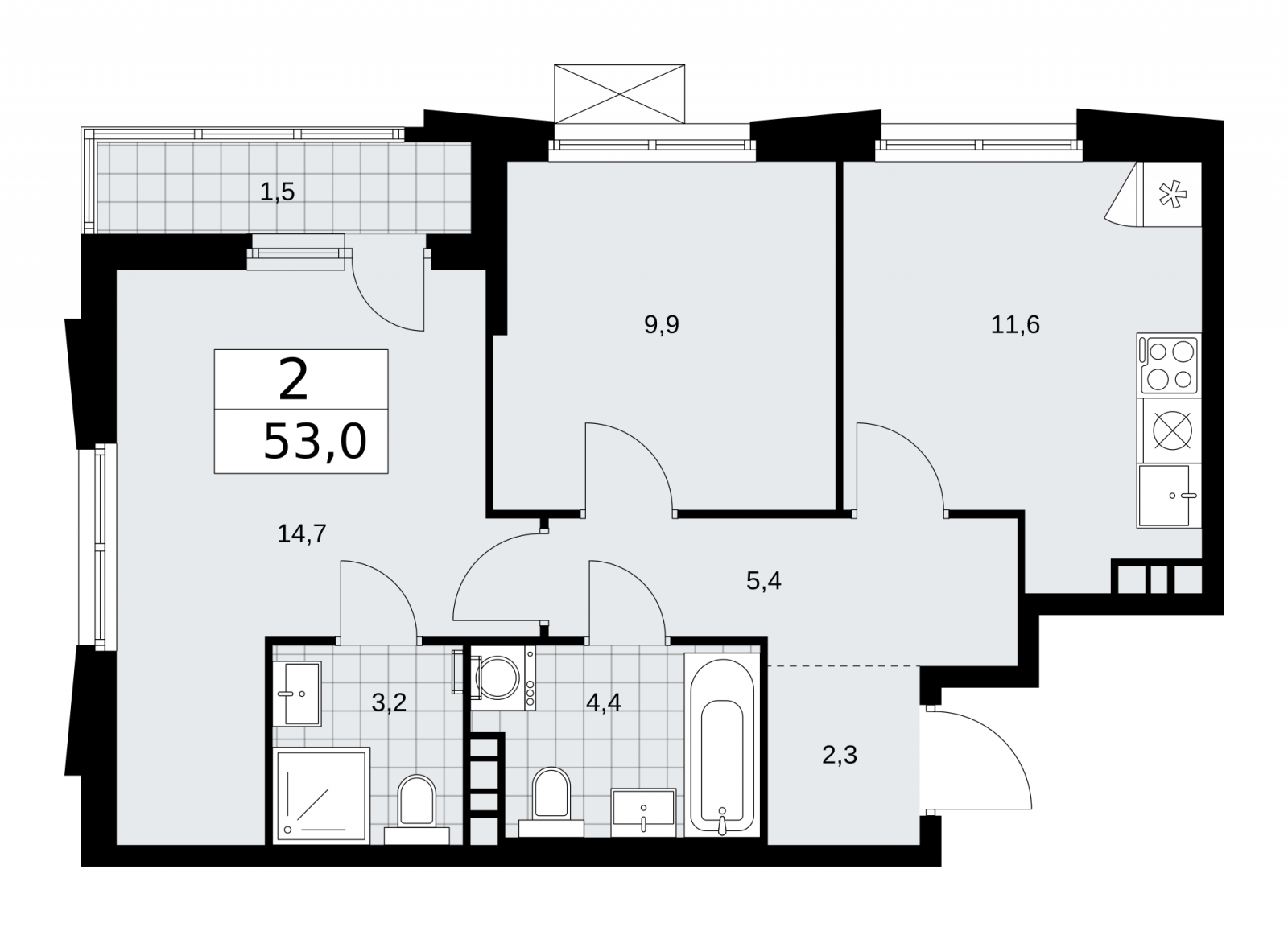 1-комнатная квартира с отделкой в ЖК Цветочные Поляны на 6 этаже в 12 секции. Сдача в 4 кв. 2025 г.