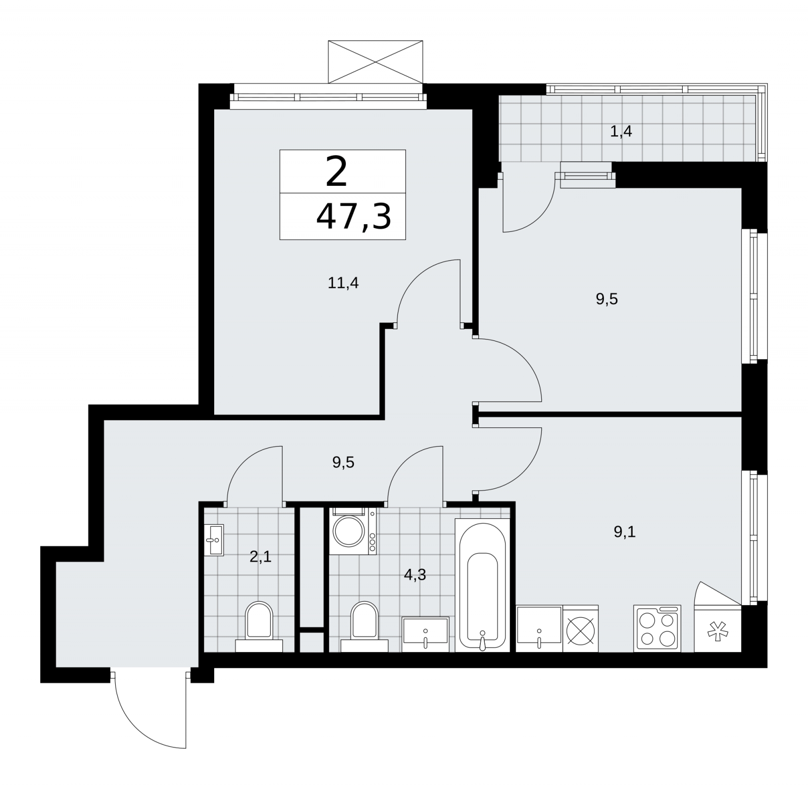 1-комнатная квартира с отделкой в ЖК Цветочные Поляны на 6 этаже в 2 секции. Сдача в 4 кв. 2025 г.