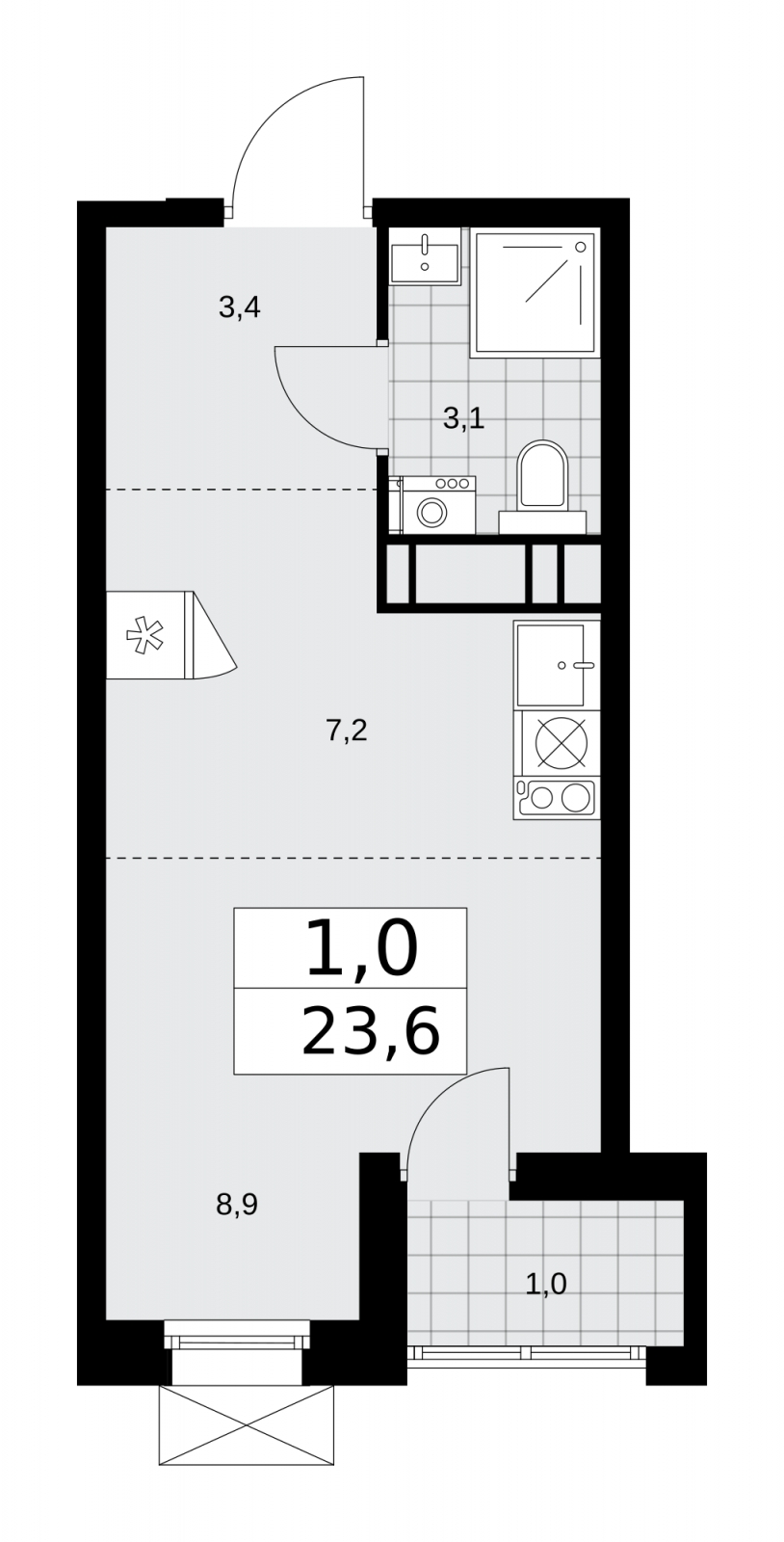 1-комнатная квартира с отделкой в ЖК Цветочные Поляны на 4 этаже в 6 секции. Сдача в 3 кв. 2024 г.