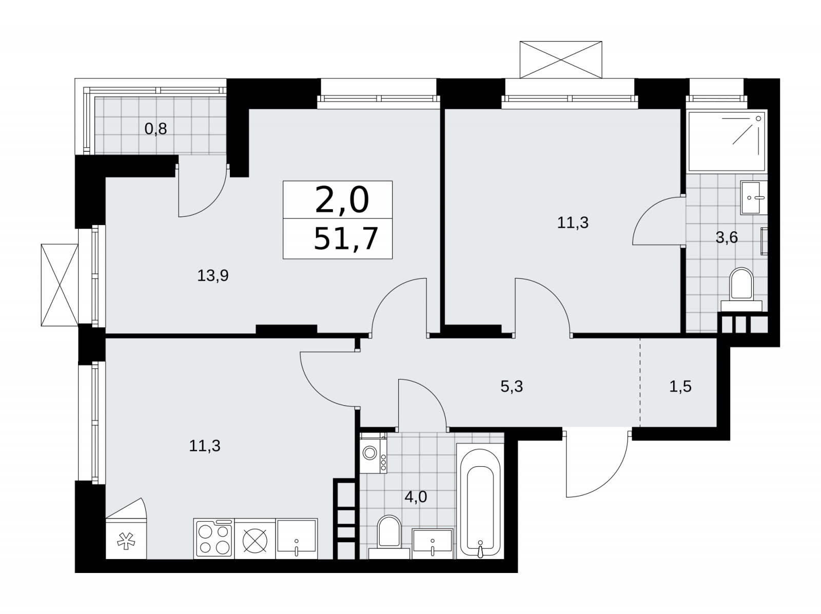 1-комнатная квартира с отделкой в ЖК Цветочные Поляны на 3 этаже в 5 секции. Сдача в 3 кв. 2024 г.