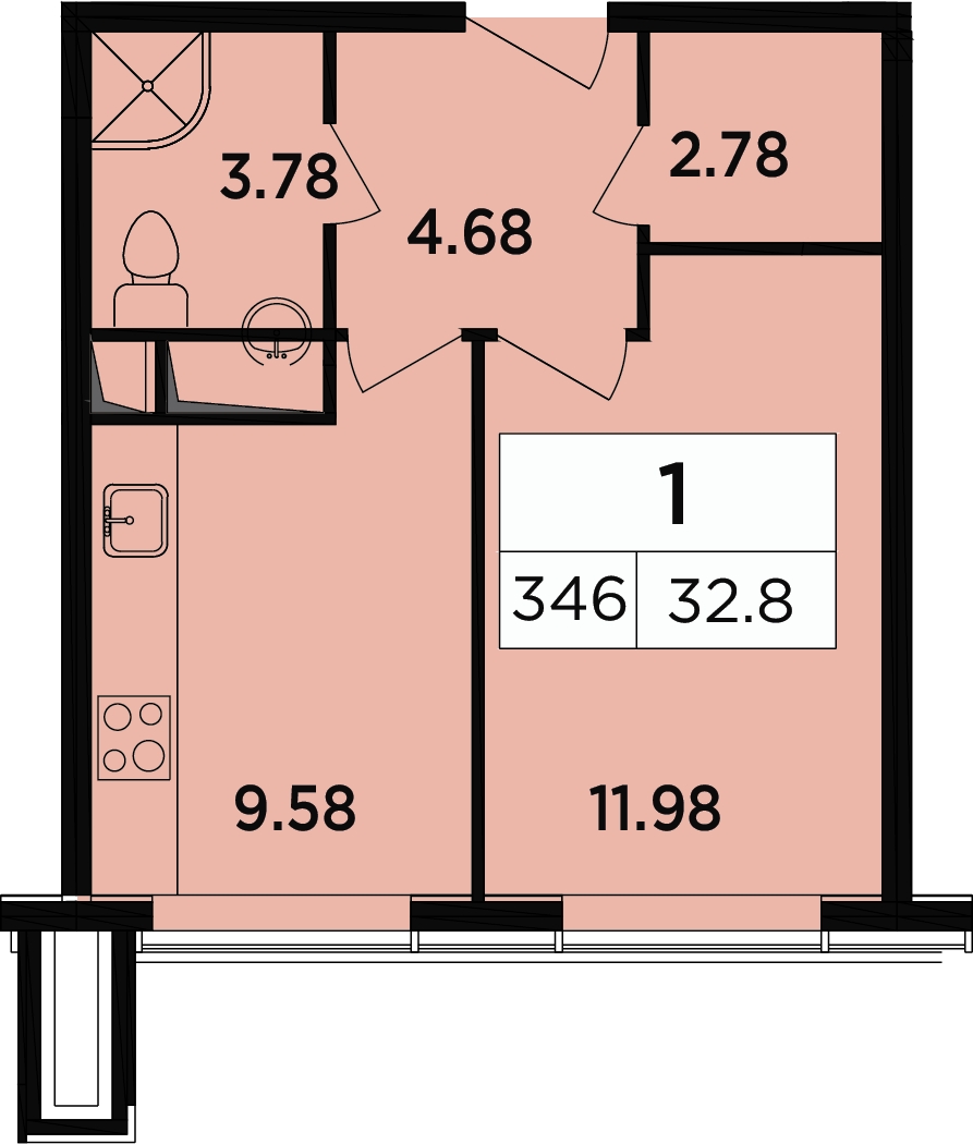 1-комнатная квартира с отделкой в ЖК Легендарный Квартал на Березовой  аллее на 15 этаже в 2 секции. Сдача в 3 кв. 2019 г.