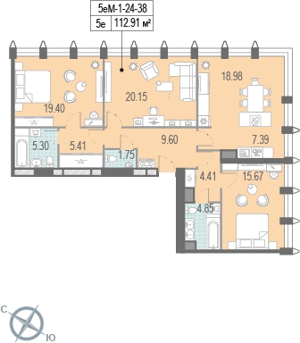 1-комнатная квартира с отделкой в ЖК ЗИЛАРТ на 14 этаже в 1 секции. Сдача в 2 кв. 2022 г.