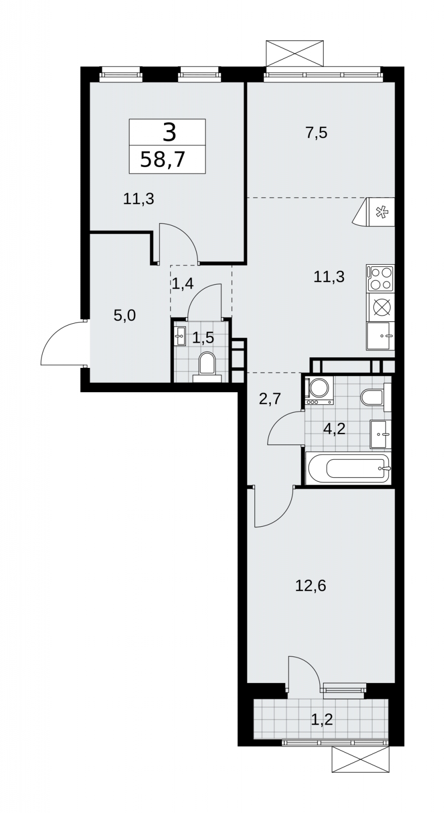 1-комнатная квартира с отделкой в ЖК Цветочные Поляны на 4 этаже в 2 секции. Сдача в 3 кв. 2024 г.