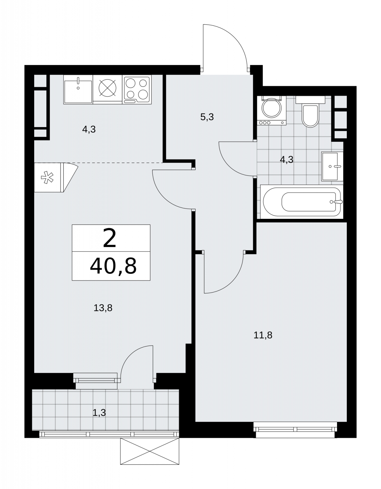 1-комнатная квартира с отделкой в ЖК Цветочные Поляны на 7 этаже в 12 секции. Сдача в 4 кв. 2025 г.