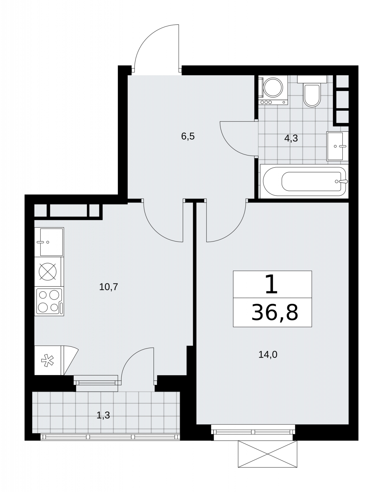 1-комнатная квартира с отделкой в ЖК Цветочные Поляны на 6 этаже в 2 секции. Сдача в 3 кв. 2024 г.