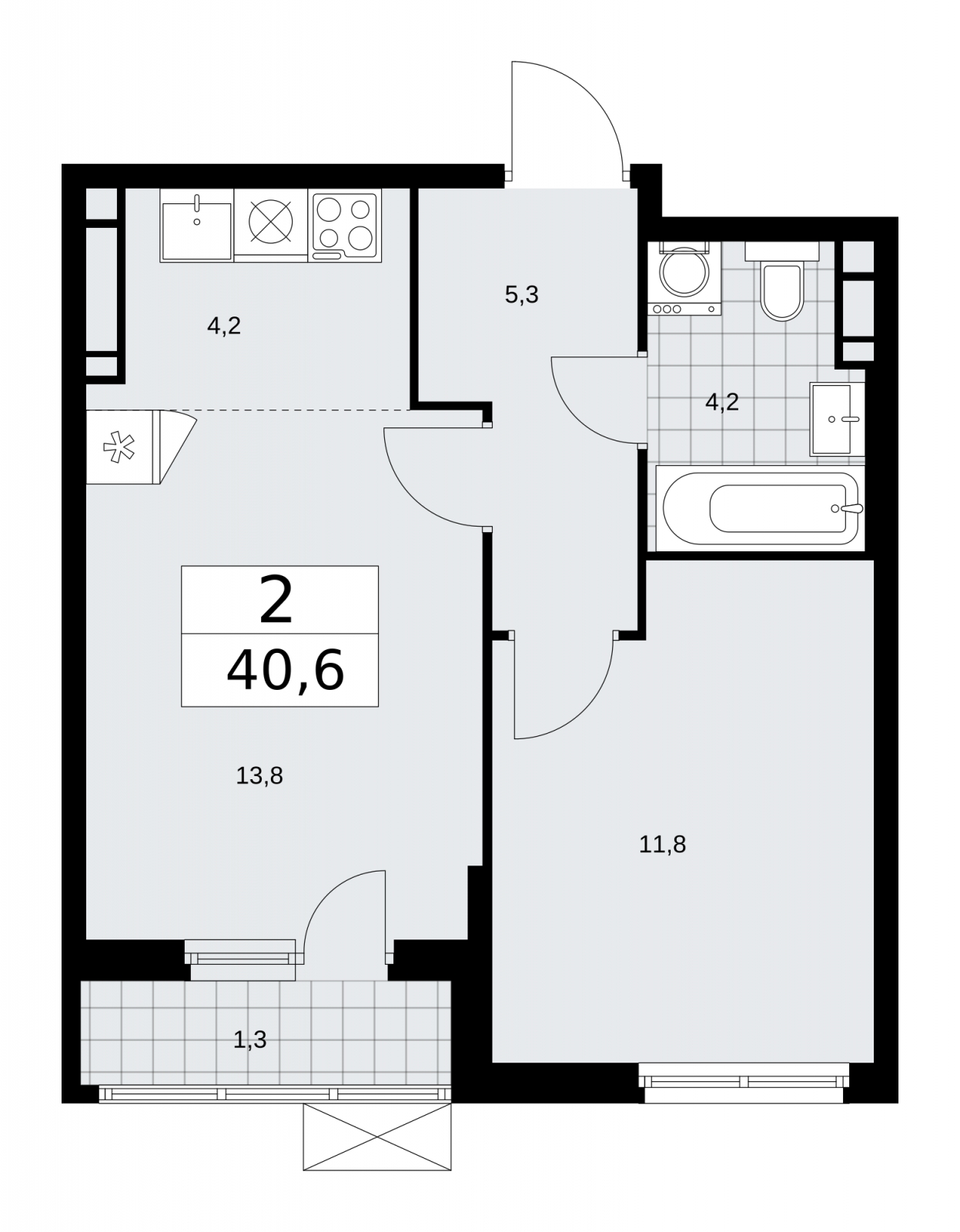 2-комнатная квартира с отделкой в ЖК Цветочные Поляны на 3 этаже в 5 секции. Сдача в 1 кв. 2025 г.