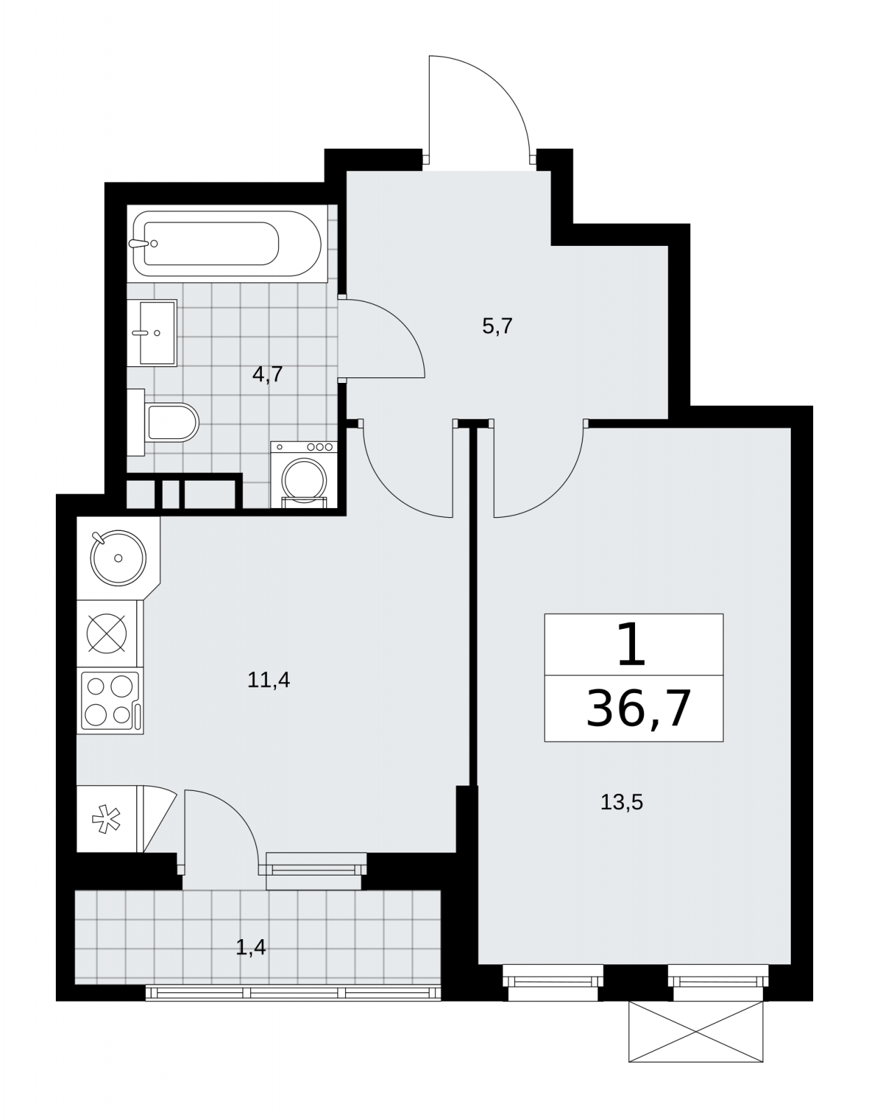 1-комнатная квартира с отделкой в ЖК Цветочные Поляны на 2 этаже в 5 секции. Сдача в 1 кв. 2025 г.